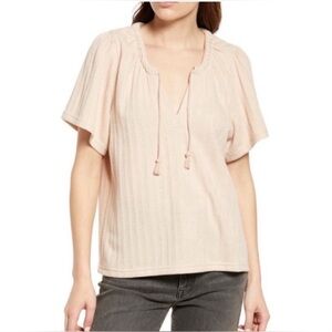 Madewell Woman’s Pointelle Knit Tie-Neck Top Blouse